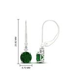 Load image into Gallery viewer, 2-carat-cute-round-cut-diamond-dangle-lever-back-earrings-with-emerald-in-white-gold-FDEAR11242GEMGR-2.00CT-NL-WG.jpg