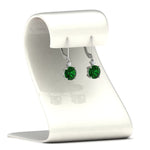 Load image into Gallery viewer, 2-carat-cute-round-cut-diamond-dangle-lever-back-earrings-with-emerald-in-white-gold-FDEAR11242GEMGR-2.00CT-NL-WG.jpg