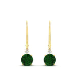 Load image into Gallery viewer, 2-carat-cute-round-cut-diamond-dangle-lever-back-earrings-with-emerald-in-yellow-gold-FDEAR11242GEMGR-2.00CT-NL-YG.jpg