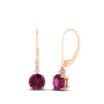 Load image into Gallery viewer, 2-carat-cute-round-cut-diamond-dangle-lever-back-earrings-with-pink-sapphire-in-rose-gold-FDEAR11242GSADRPI-2.00CT-NL-RG.jpg
