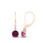 Load image into Gallery viewer, 2-carat-cute-round-cut-diamond-dangle-lever-back-earrings-with-pink-sapphire-in-rose-gold-FDEAR11242GSADRPI-2.00CT-NL-RG.jpg