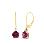 Load image into Gallery viewer, 2-carat-cute-round-cut-diamond-dangle-lever-back-earrings-with-pink-sapphire-in-yellow-gold-FDEAR11242GSADRPI-2.00CT-NL-YG.jpg