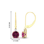 Load image into Gallery viewer, 2-carat-cute-round-cut-diamond-dangle-lever-back-earrings-with-pink-sapphire-in-yellow-gold-FDEAR11242GSADRPI-2.00CT-NL-YG.jpg