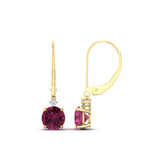 Load image into Gallery viewer, 2-carat-cute-round-cut-diamond-dangle-lever-back-earrings-with-pink-sapphire-in-yellow-gold-FDEAR11242GSADRPI-2.00CT-NL-YG.jpg