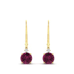 Load image into Gallery viewer, 2-carat-cute-round-cut-diamond-dangle-lever-back-earrings-with-pink-sapphire-in-yellow-gold-FDEAR11242GSADRPI-2.00CT-NL-YG.jpg