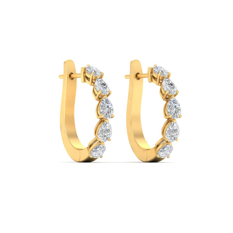 2 Carat Shared Prong Pear Diamond Hoop Earrings