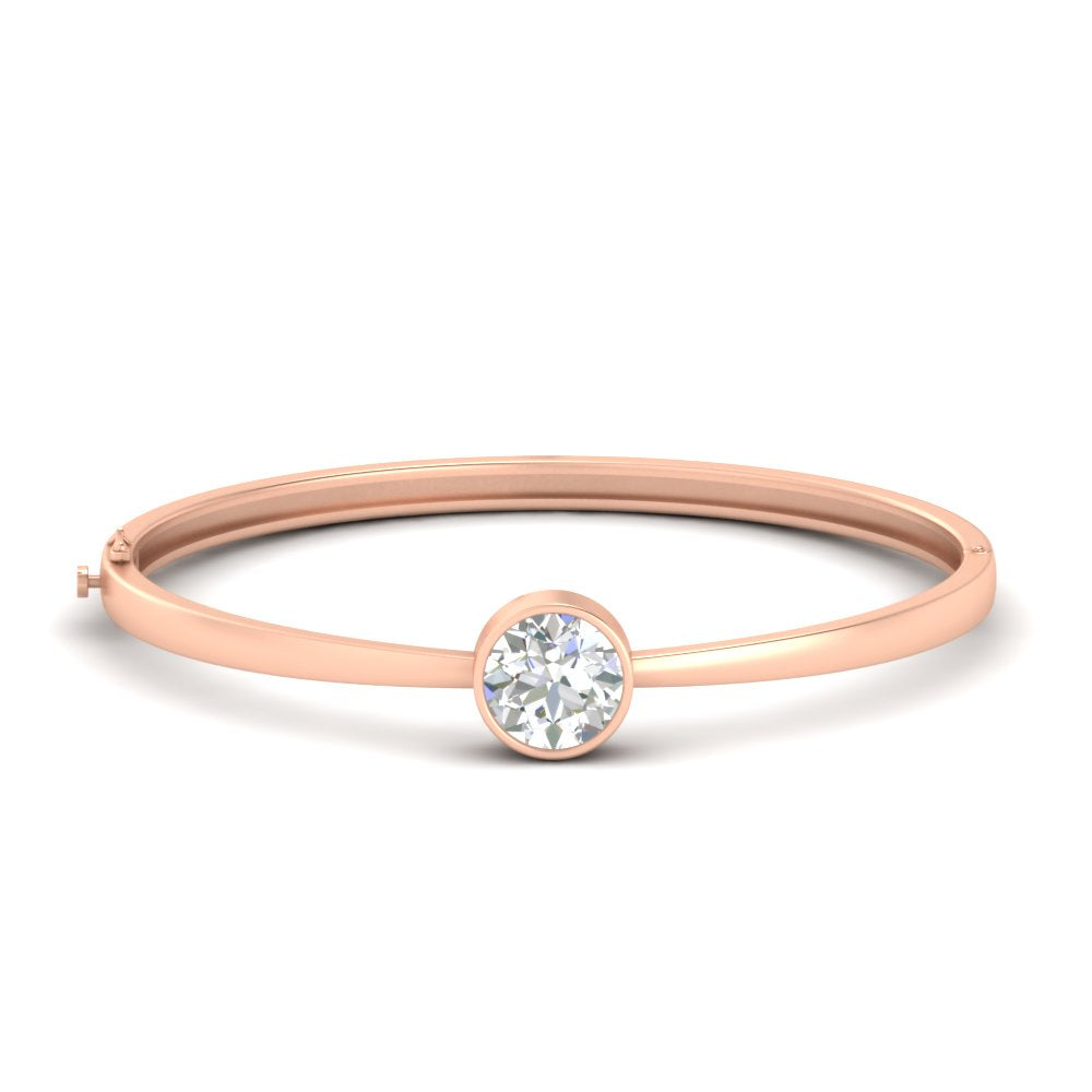 Round Solitaire Bangle Hinged Bracelet