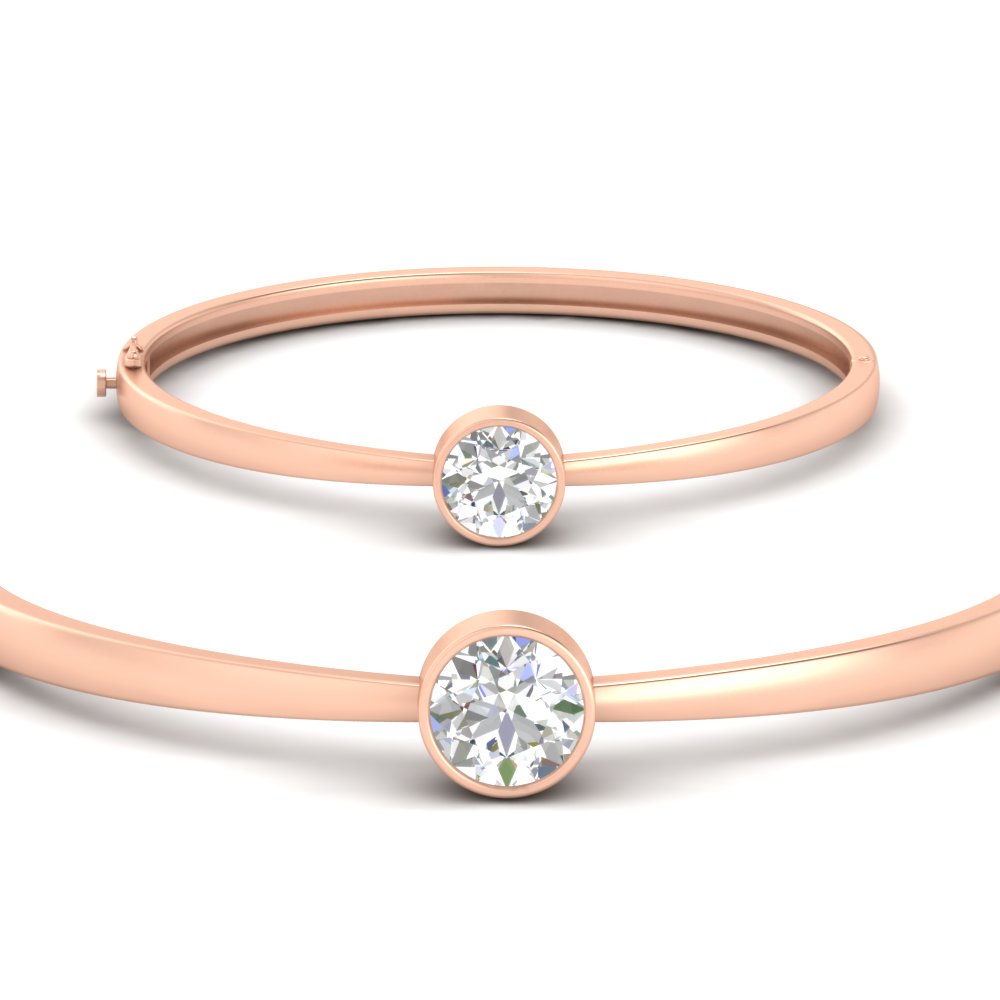 Round Solitaire Bangle Hinged Bracelet