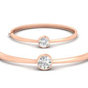 Round Solitaire Bangle Hinged Bracelet