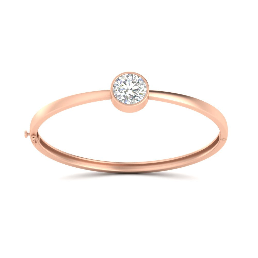 Round Solitaire Bangle Hinged Bracelet
