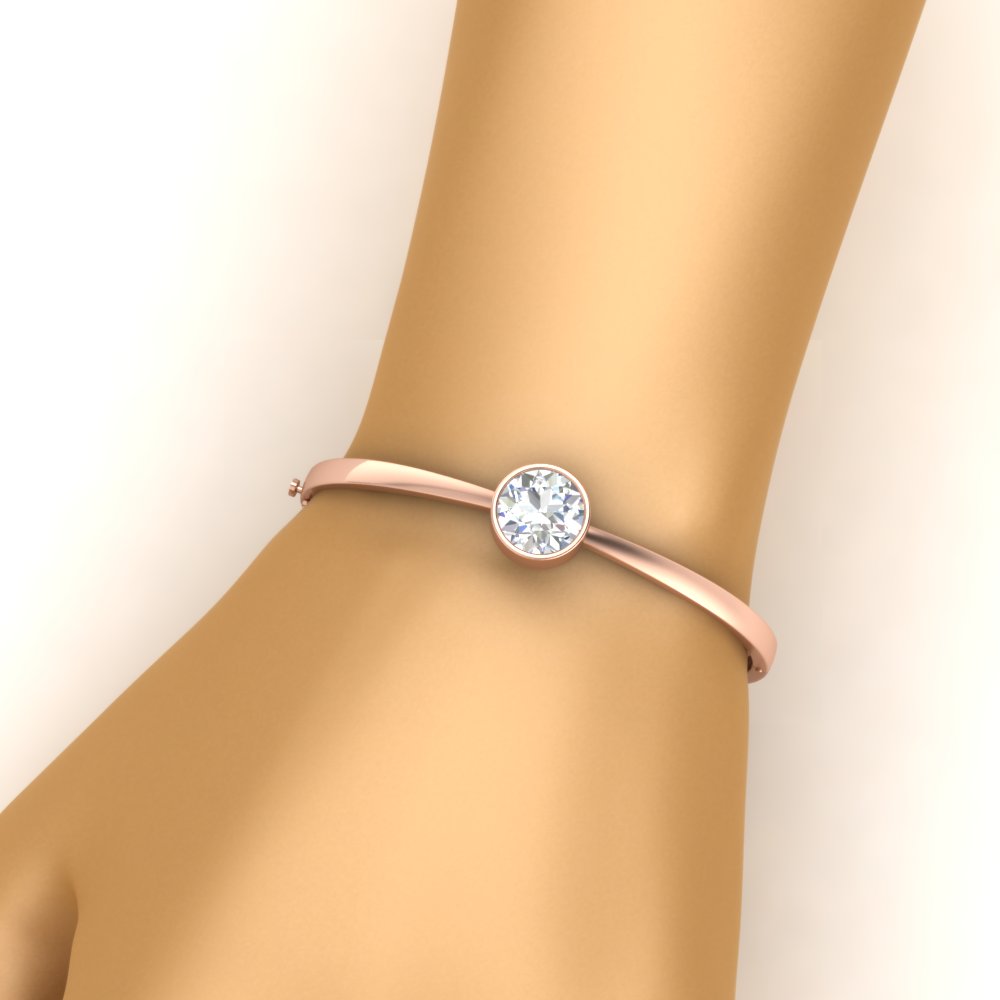 Round Solitaire Bangle Hinged Bracelet