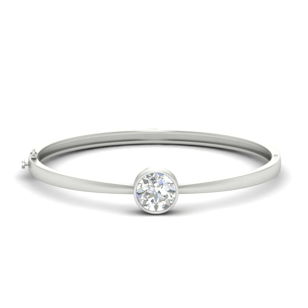 Round Solitaire Bangle Hinged Bracelet