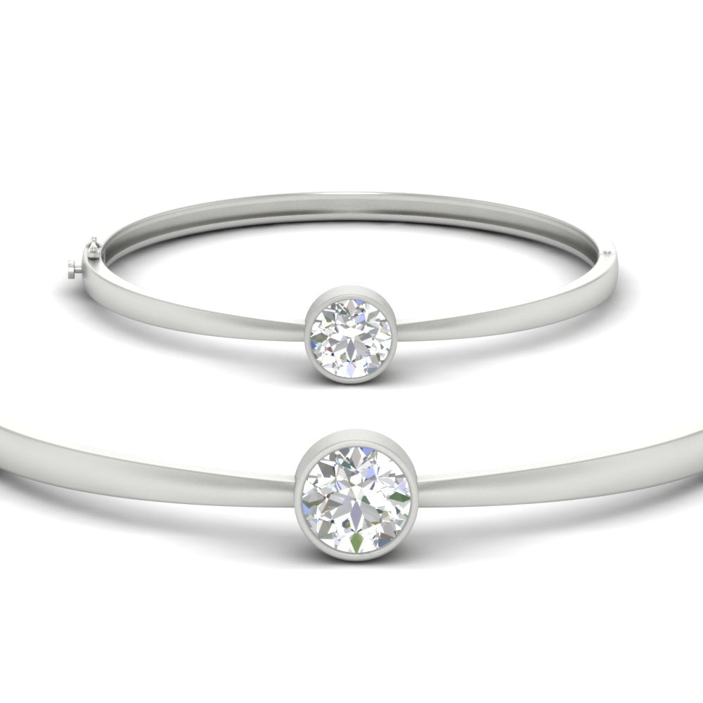 Round Solitaire Bangle Hinged Bracelet