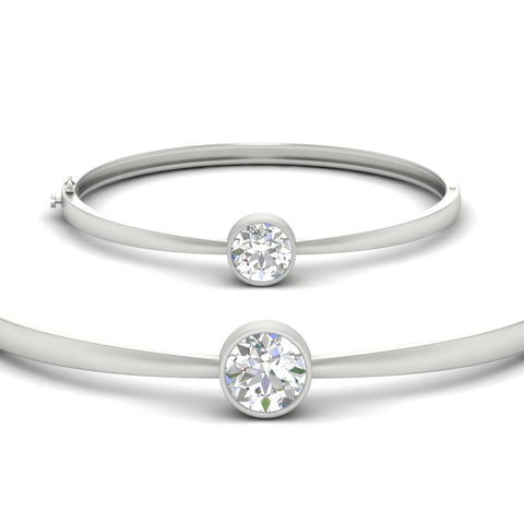 Round Solitaire Bangle Hinged Bracelet