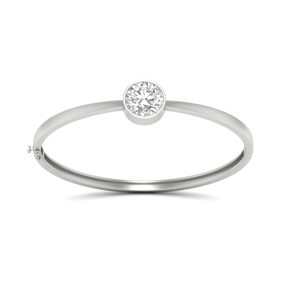 Round Solitaire Bangle Hinged Bracelet
