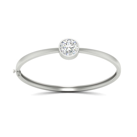 Round Solitaire Bangle Hinged Bracelet