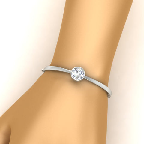 Round Solitaire Bangle Hinged Bracelet