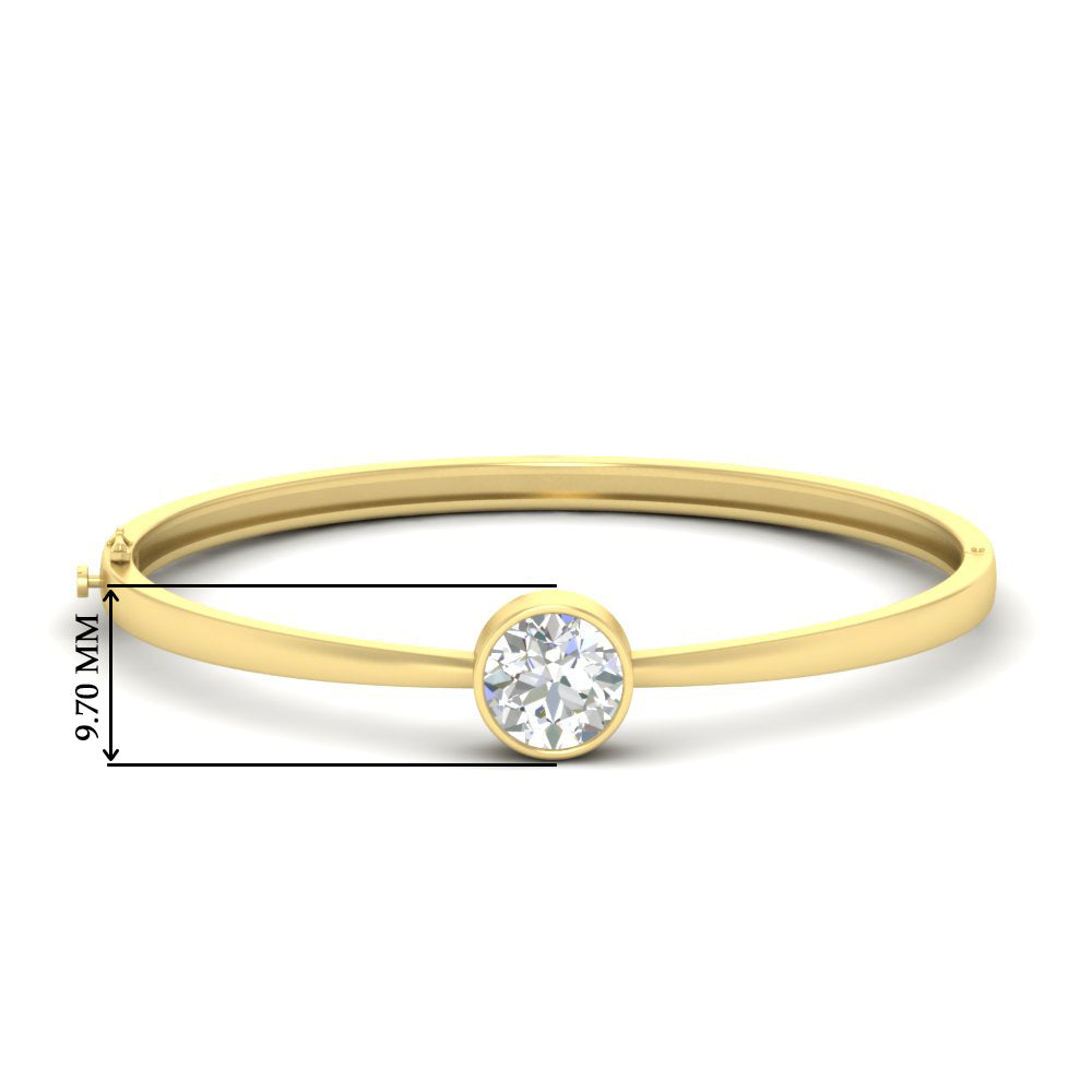 Round Solitaire Bangle Hinged Bracelet