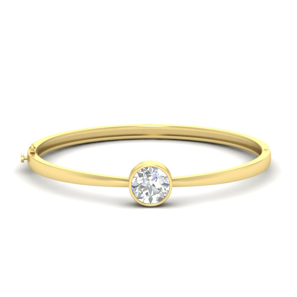 Round Solitaire Bangle Hinged Bracelet