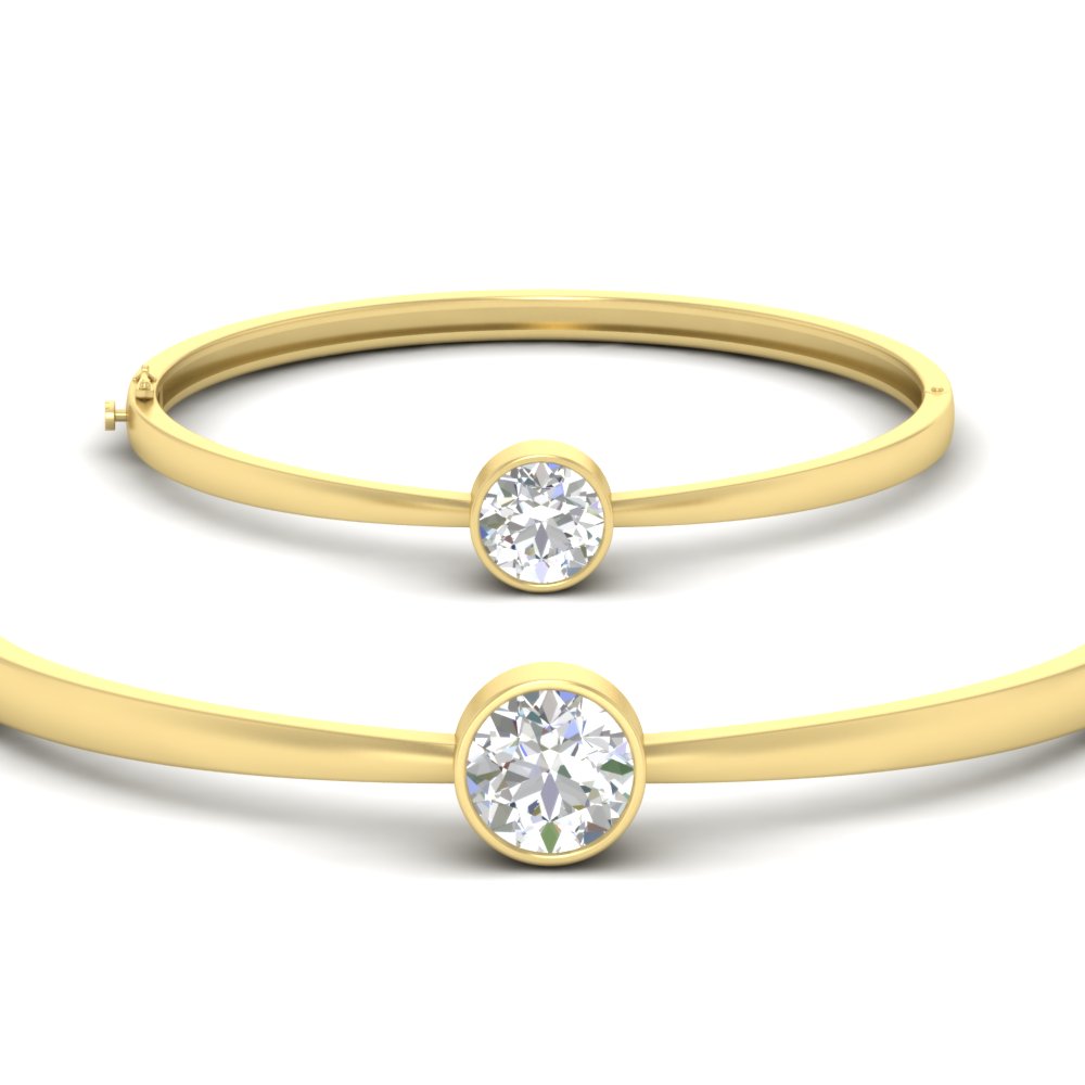 Round Solitaire Bangle Hinged Bracelet