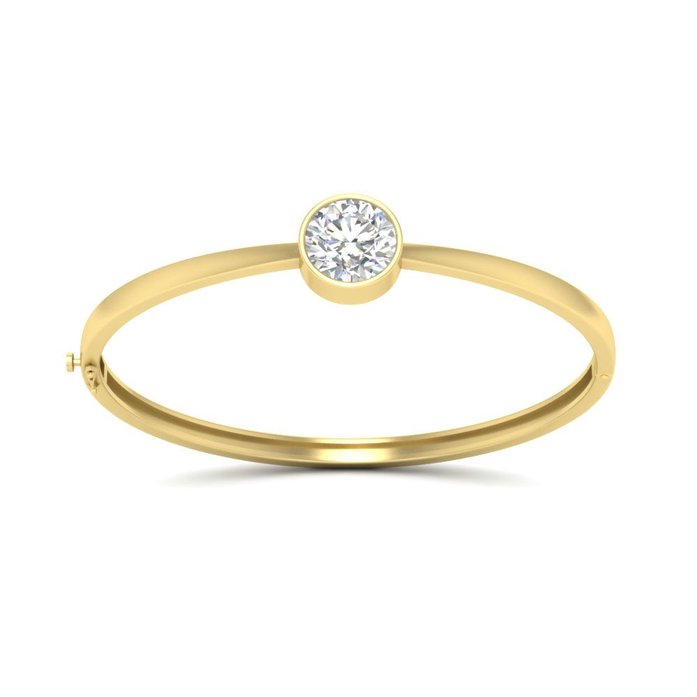 Round Solitaire Bangle Hinged Bracelet
