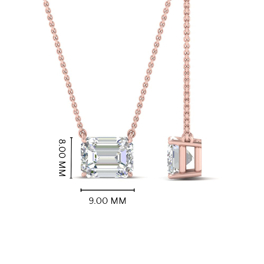 Emerald Cut East West Solitaire Pendant