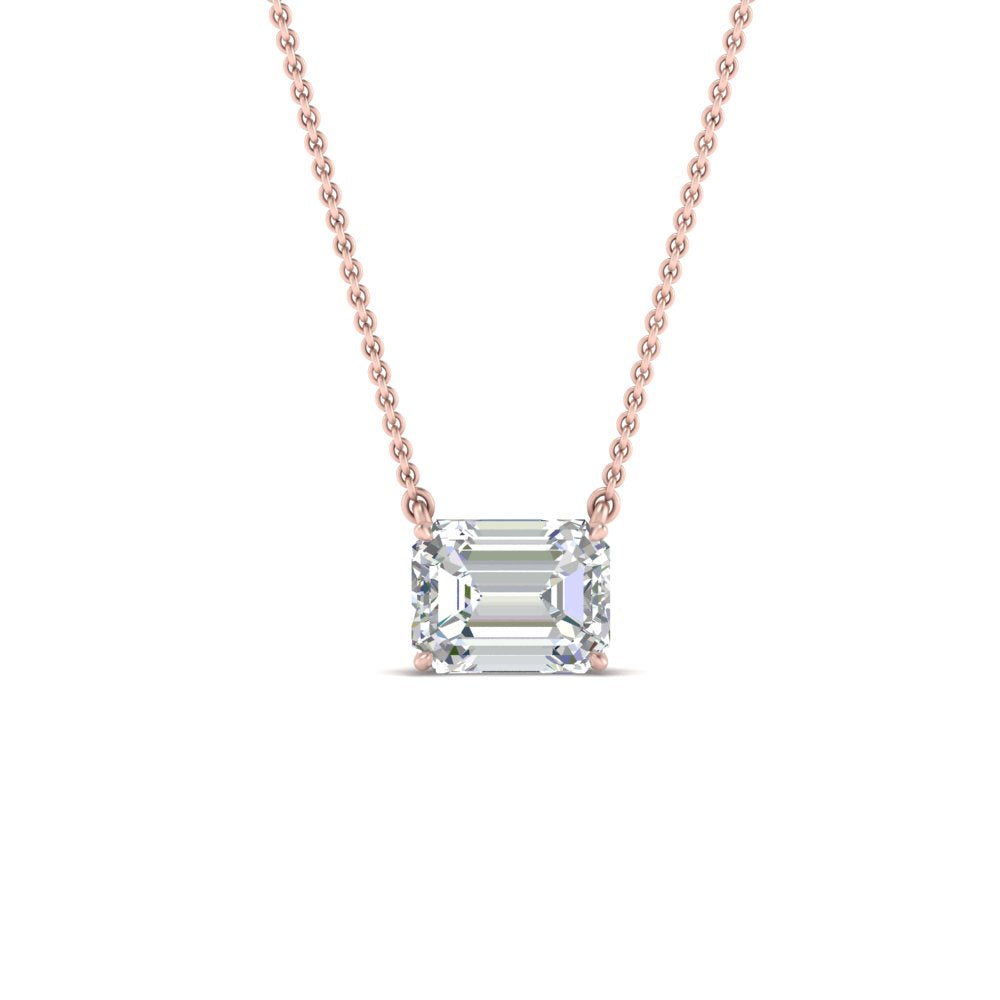 Emerald Cut East West Solitaire Pendant
