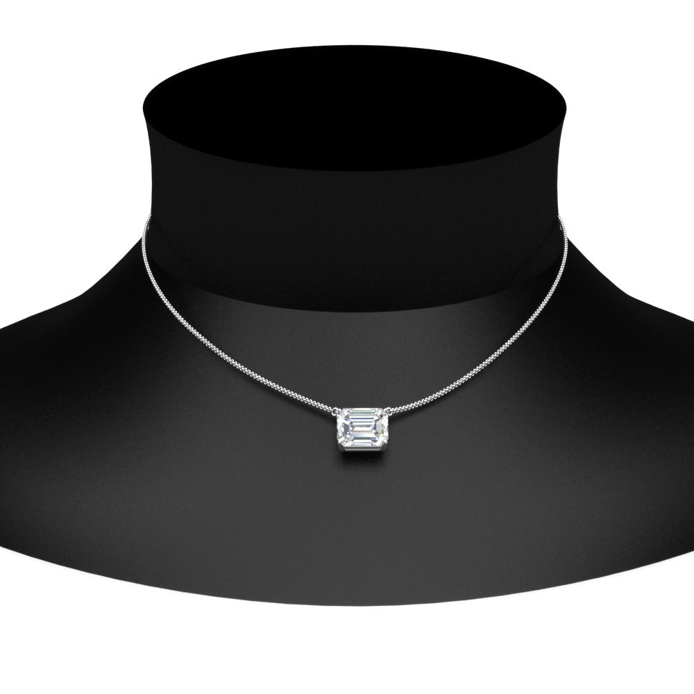 Emerald Cut East West Solitaire Pendant