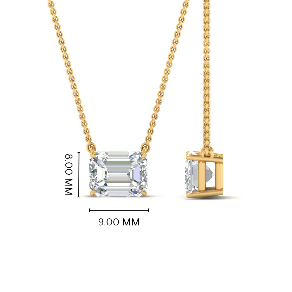 Emerald Cut East West Solitaire Pendant