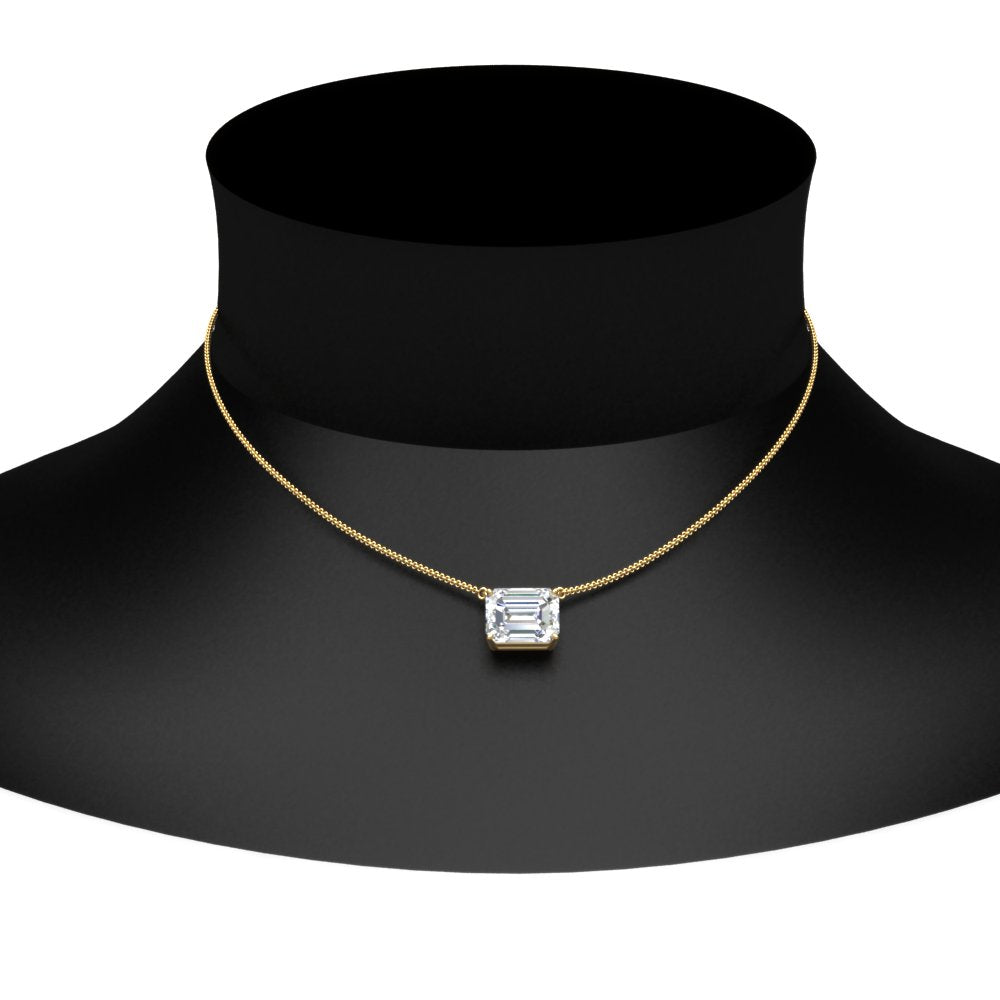 Emerald Cut East West Solitaire Pendant