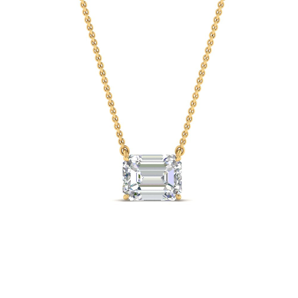 Emerald Cut East West Solitaire Pendant