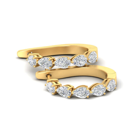 2 Carat Shared Prong Pear Diamond Hoop Earrings