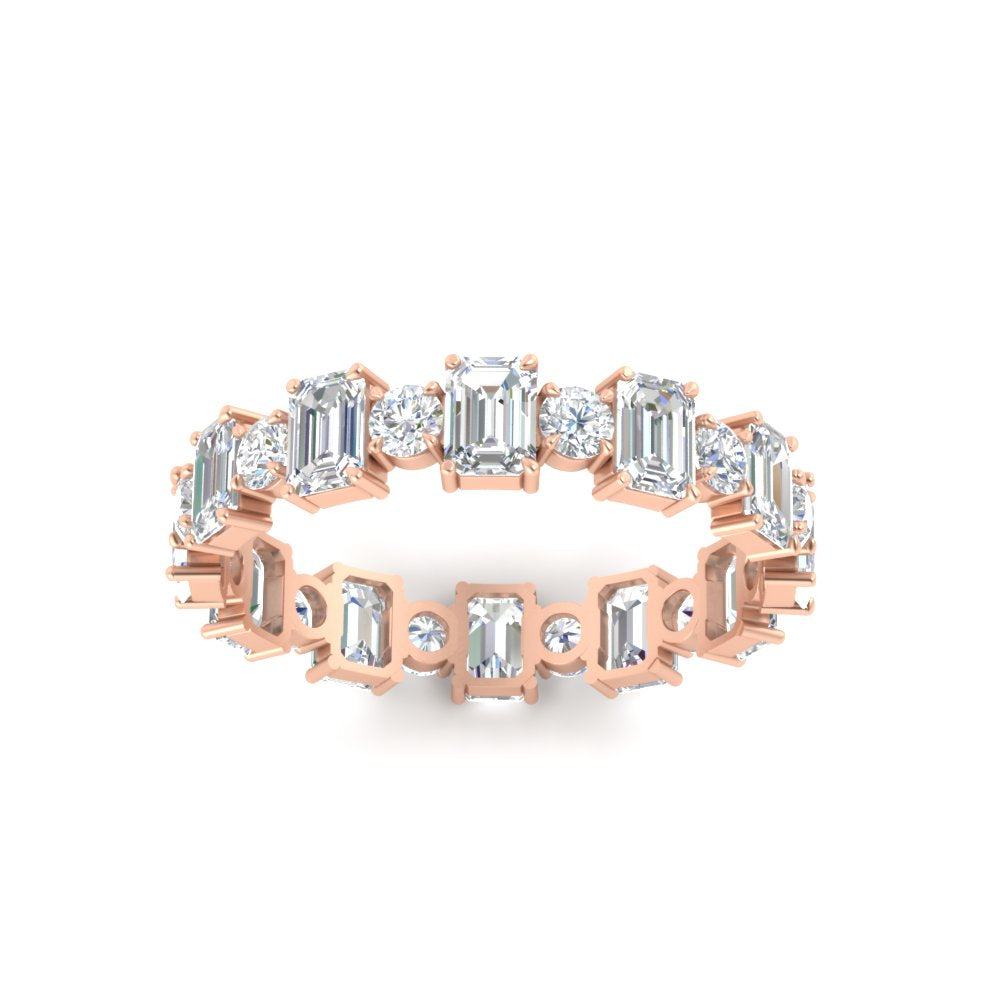 2 Carat Emerald And Round Cut Eternity Diamond Band