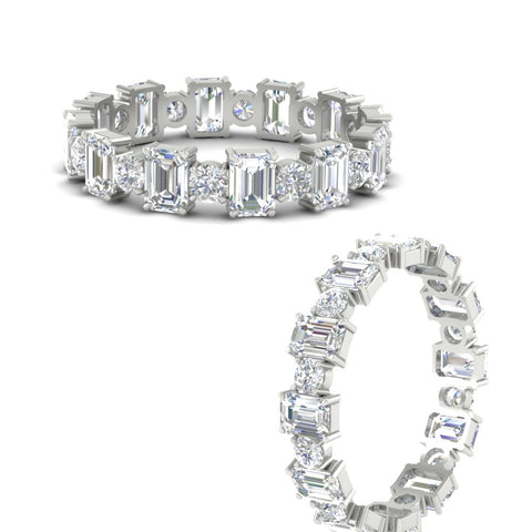 2 Carat Emerald And Round Cut Eternity Diamond Band