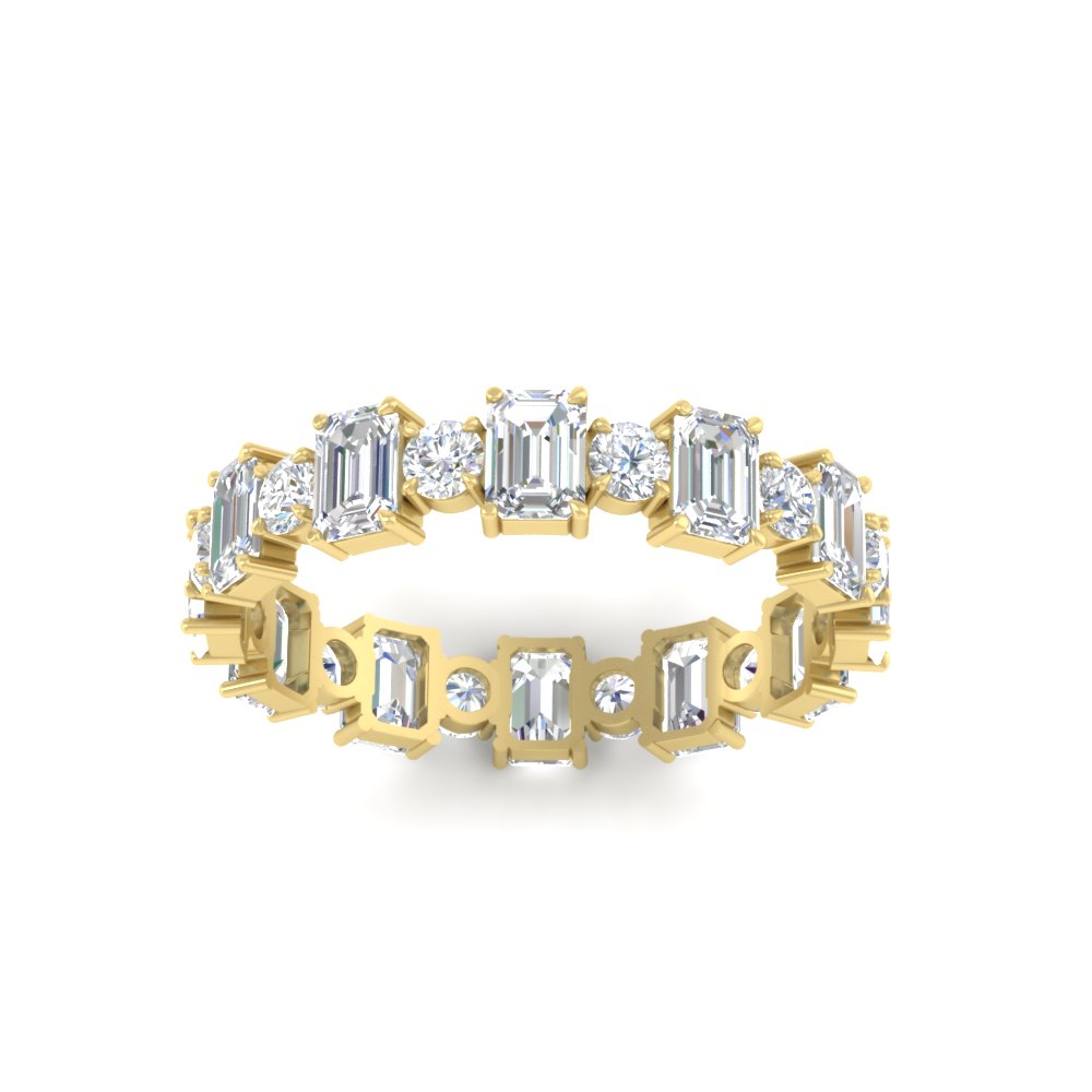 2 Carat Emerald And Round Cut Eternity Diamond Band