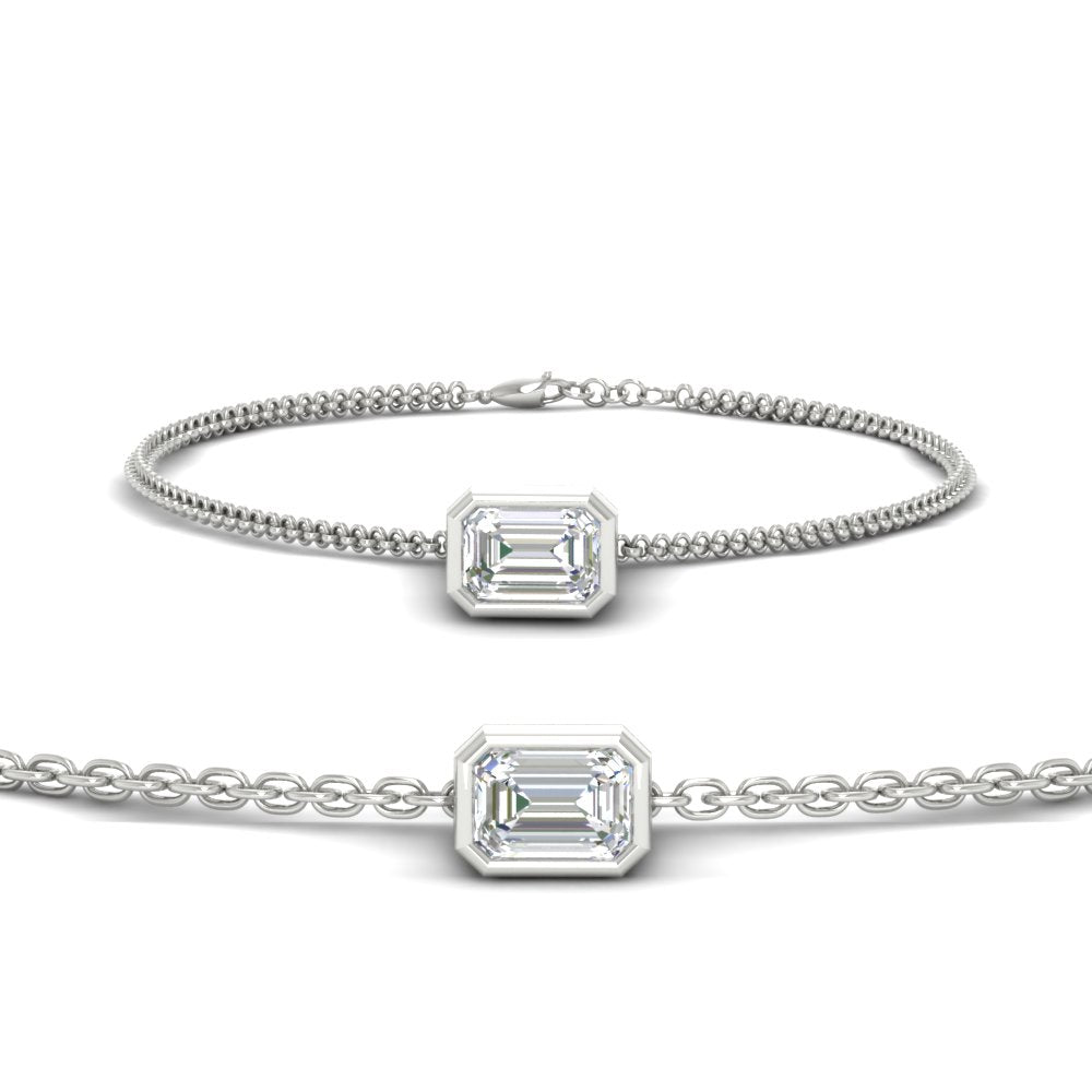 2 Carat Bezel Set Emerald Chain Bracelet