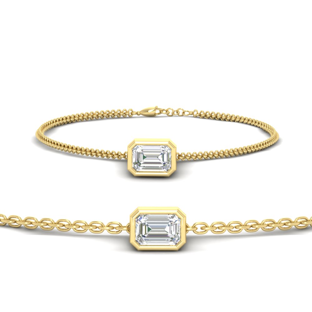 2 Carat Bezel Set Emerald Chain Bracelet