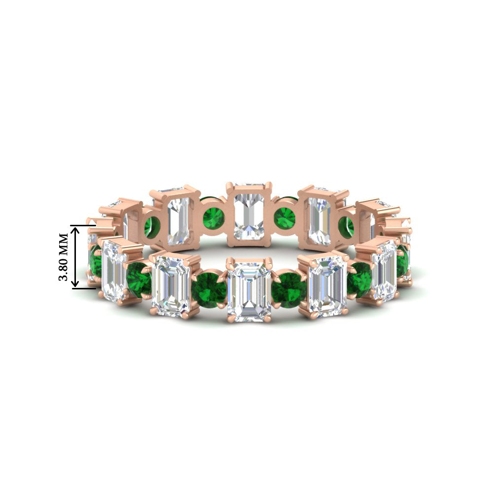 2 Carat Emerald And Round Cut Eternity Diamond Band