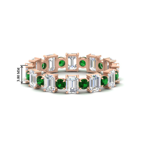 2 Carat Emerald And Round Cut Eternity Diamond Band