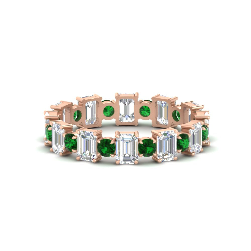2 Carat Emerald And Round Cut Eternity Diamond Band