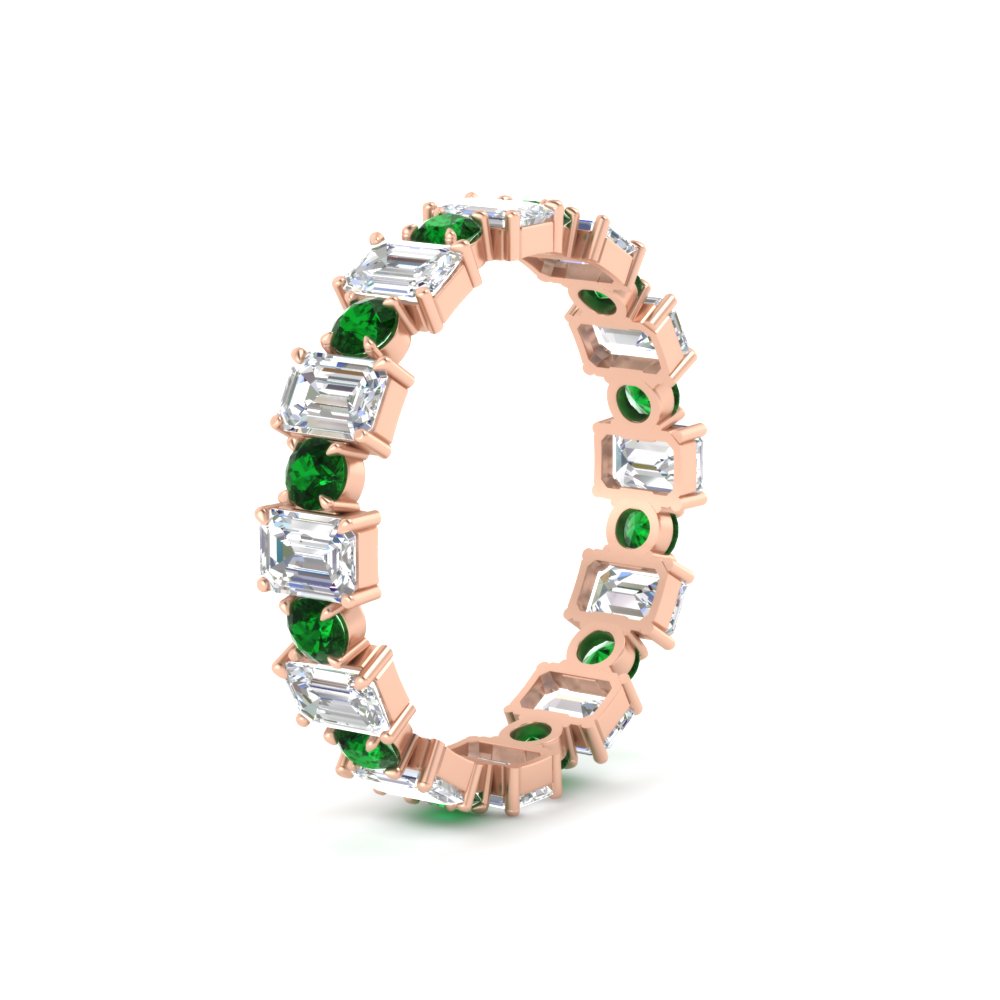 2 Carat Emerald And Round Cut Eternity Diamond Band