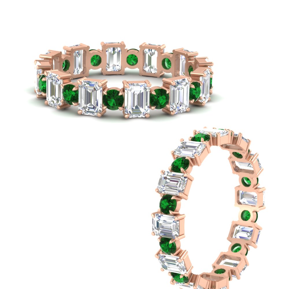 2 Carat Emerald And Round Cut Eternity Diamond Band
