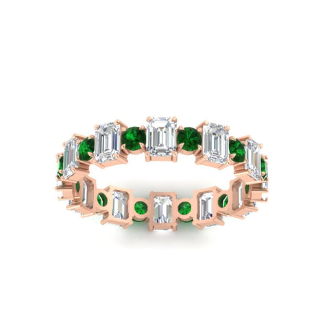 2 Carat Emerald And Round Cut Eternity Diamond Band
