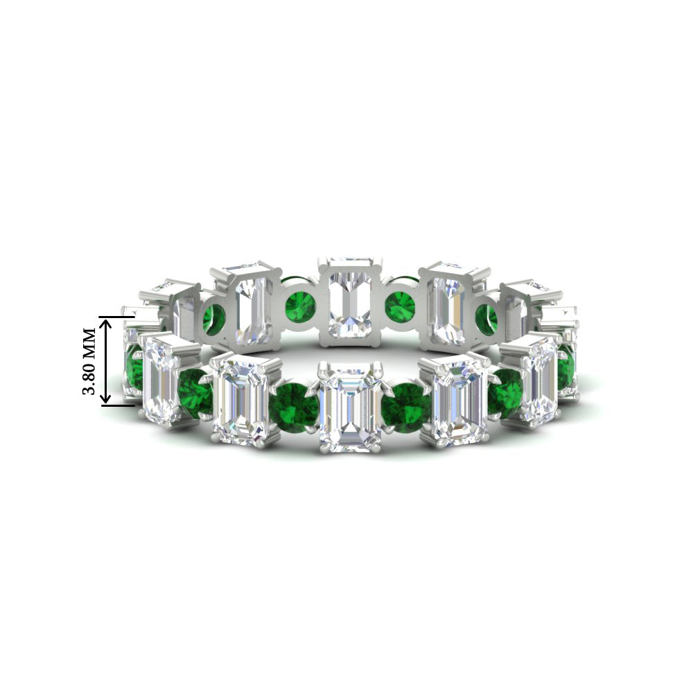 2 Carat Emerald And Round Cut Eternity Diamond Band