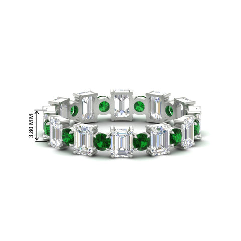2 Carat Emerald And Round Cut Eternity Diamond Band