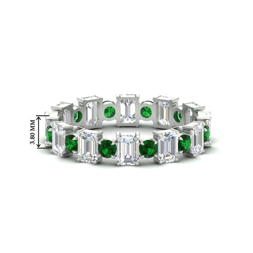 2 Carat Emerald And Round Cut Eternity Diamond Band