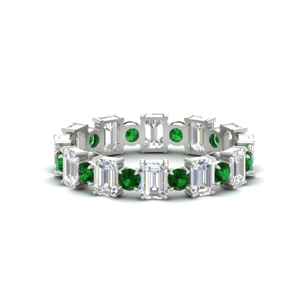 2 Carat Emerald And Round Cut Eternity Diamond Band