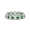 Thumbnail 64 - 2 Carat Emerald And Round Cut Eternity Diamond Band