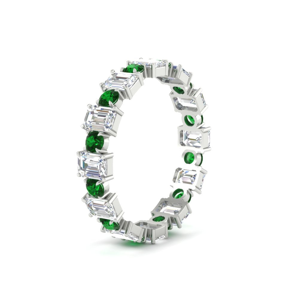 2 Carat Emerald And Round Cut Eternity Diamond Band