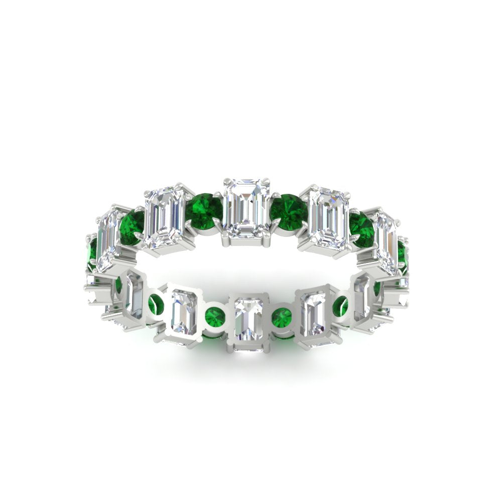 2 Carat Emerald And Round Cut Eternity Diamond Band